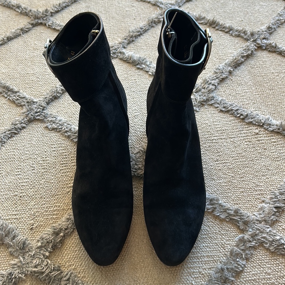 SAINT LAURENT SUEDE BLACK BOOTS - Picture 2 of 8
